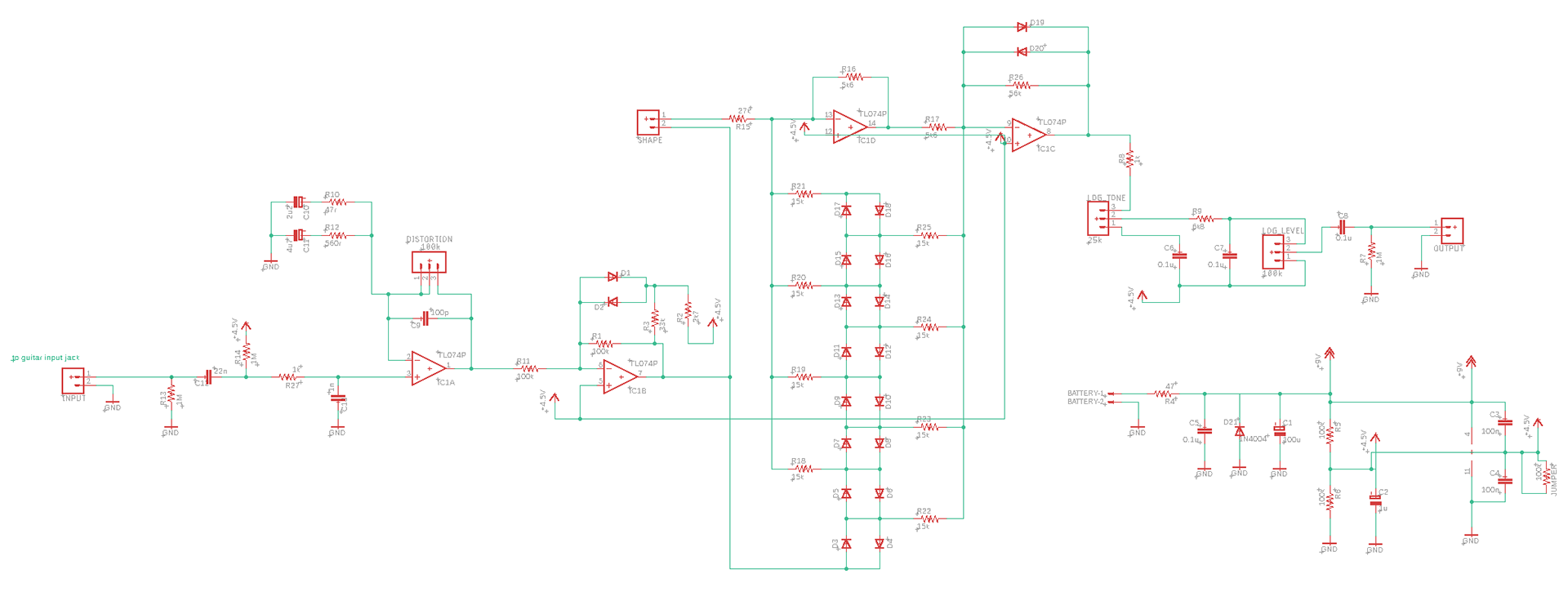Schematic View of the Wavefolder Pedal