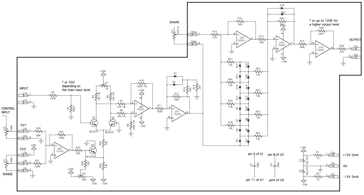 Schematic of the Yusynth Wavefolder Circuit