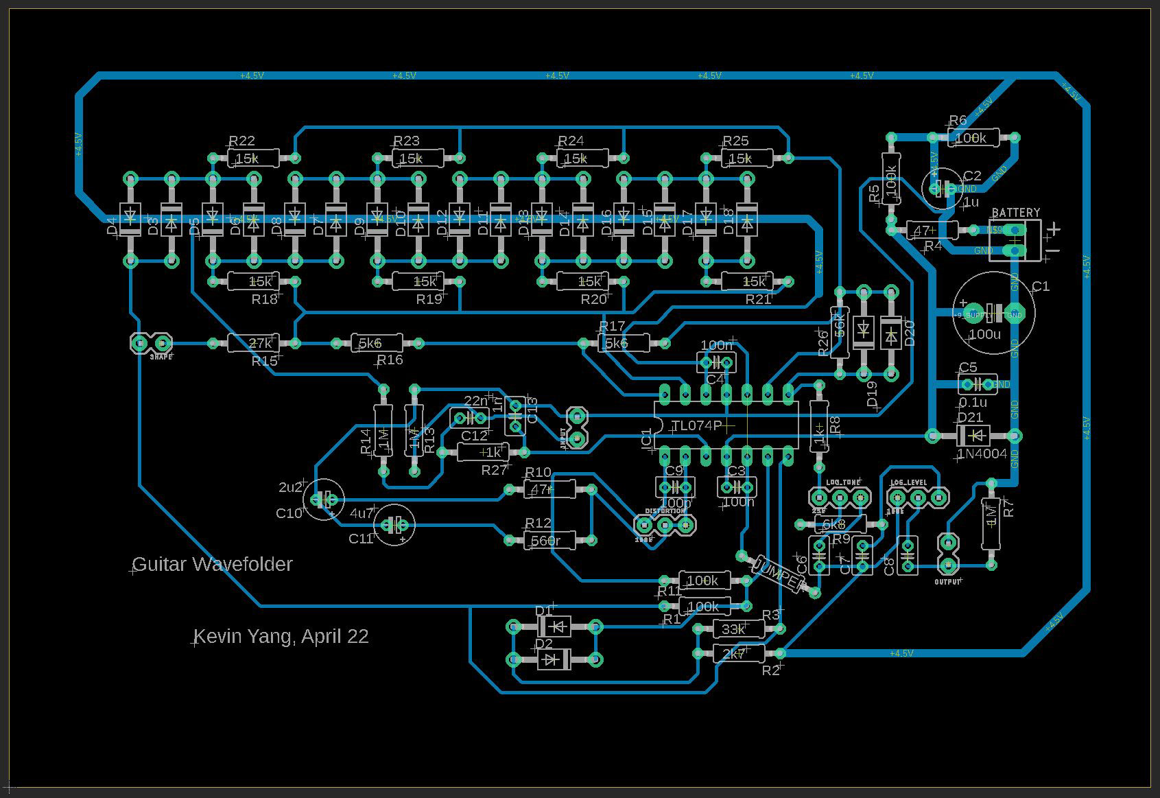 Board View of the Wavefolder Pedal